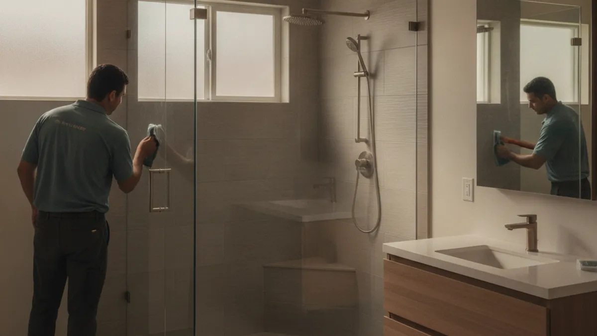 A San Diego tub-to-shower conversion in progress with the old alcove tub removed and the new curbless pan being set